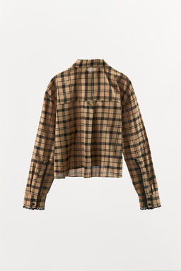 CHECKED CROPPED PYJAMA SHIRT - Zara фото 6