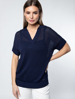 VILATTE / Джемпер-поло из гладкой вискозы с лиоцеллом