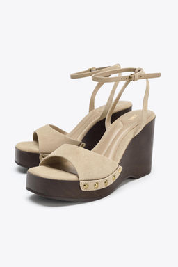 SPLIT SUEDE STUDDED SANDALS - Zara фото 9