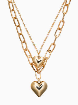 Кулон на цепочке «Сердечки», 2 яруса, цвет золото