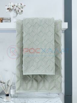 Махровое полотенце жаккардовое Полоса Ария оливковое ПМА-6595 (309) 70х140