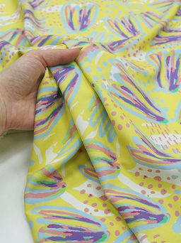 Штапель Яркая фантазия цв.лимонный, ш.1.45м, вискоза-100%, 105гр/м.кв - Купава фото 6