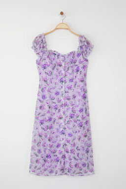 TRENDYOLMILLA Lacivert Cicekli Midi Dokuma Elbise TWOSS25EL00563  фото 6