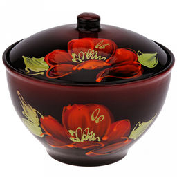 Салатник керамический Подарочный 2,25л, д21,5см, h18,5см, Мак черный, с крышкой (Россия)