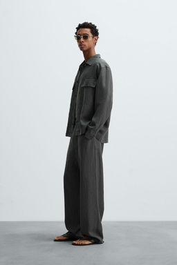 100% HEMP RELAXED FIT TROUSERS - Zara фото 10