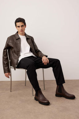 Siyah K?sa Duz Topuklu Lastikli Chealsea Erkek Bot TAKAW26BO00019 - Trendyolmilla фото 8