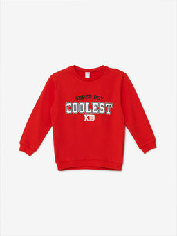 Bisiklet Yaka Uzun Kollu Bask?l? Erkek Bebek Sweatshirt