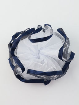 Цена за 6 шт. Бант для волос на резинке «Школьница», с кантиком, d=13 см, белый