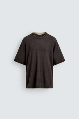 CAMISETA PUNTO ACABADOS CONTRASTE / Marr?n - Zara фото 6