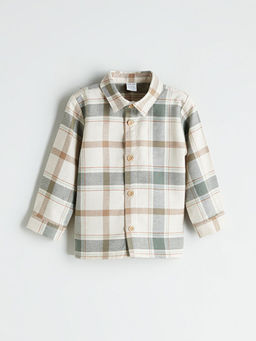 Uzun Kollu Ekose Desenli Erkek Bebek G?mlek