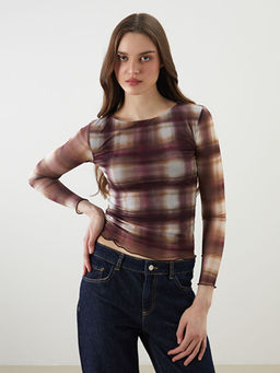 Bisiklet Yaka Ekose Kad?n Body