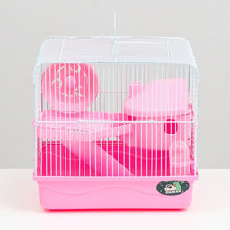 Клетка для грызунов Пижон, двухэтажная с наполнением 31 х 24 х 29 см, розовая  фото 2