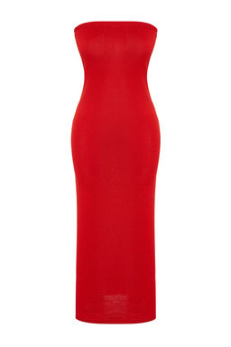 K?rm?z? Maxi Triko Straplez Elbise TWOSS24EL00360 - Trendyolmilla фото 7