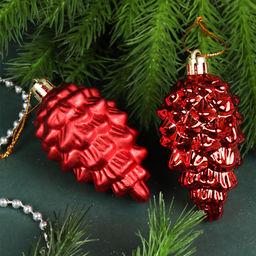 Елочное украшение Шишка 8 штук 8 см / 5620 /уп 72/ микс (Красный) - Галеонтрейд фото 4