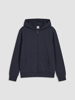 Kap??onlu K?z ?ocuk Fermuarl? Sweatshirt
