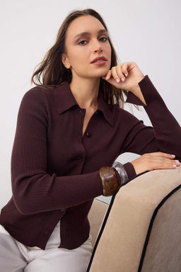 Wardrobe Essentials Kahverengi Premium Iplik Polo Yaka Triko H?rka | TWOAW26HI00225