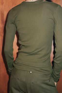 CAMISETA RIB DOBLE / Khaki - Zara фото 4