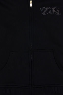 K_z _ocuk Siyah Kap__onlu Fermuarl_ Basic Sweatshirt Sepette S_rpriz _ndirim - U.s. polo assn фото 5