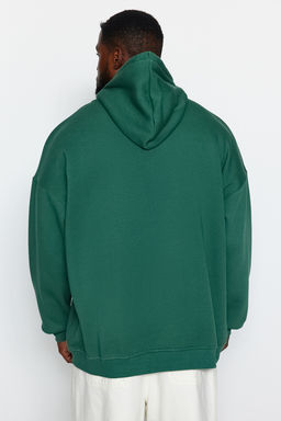 TRENDYOL MAN Antrasit Buyuk Beden Oversize Basic Rahat Kapusonlu Etiketli Ici Polarl? Sweatshirt TMNAW24AO00000 - Trendyolmilla фото 5