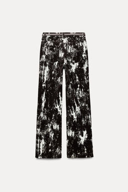 Z1975 HIGH-WAIST FLOCKED ANIMAL PRINT BELTED JEANS - Zara фото 4