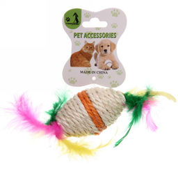 Цена за 6 шт. Игрушка для кошек "ИГРУЛИК", с перышками, 15см (блистер)