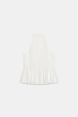 CAMISA HALTER PEPLUM / Blanco