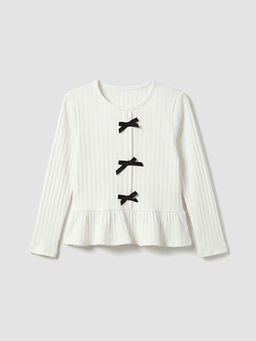 Bisiklet Yaka Fiyonklu K?z ?ocuk Ti??rt