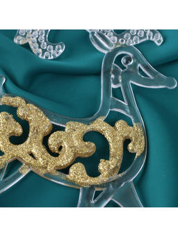 Цена за 2 шт. Ёлочная игрушка Зимнее волшебство. Олень - узорный блеск, 10.717.7 см, прозрачно-золотой  фото 11