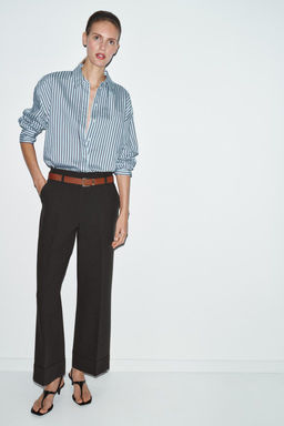 TROUSERS WITH TURN-UP CUFFS AND BELT - Zara фото 25