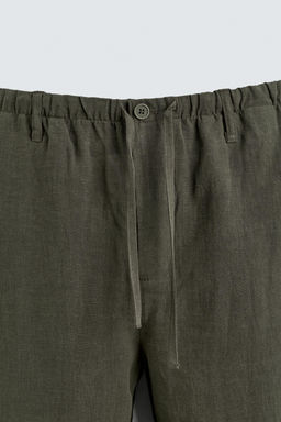 PANTAL?N RELAXED FIT 100% LINO / Khaki oscuro