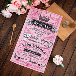 Цена за 2 шт. Полотенце кухонное Доляна Мамочка 34х60 см, рогожка, 100% хлопок 160 гр/м  фото 2