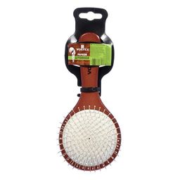 Расческа деревянная, массажная, 19,5х9,5х3,5 см, круг, с металлическими зубчиками - Банные штучки фото 3