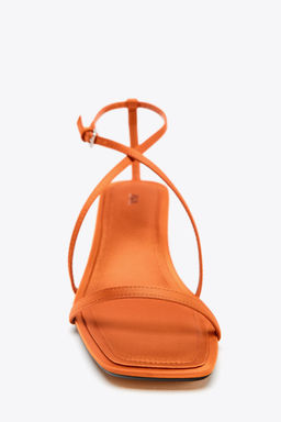 SATIN-EFFECT CROSSOVER STRAP SANDALS - Zara фото 13