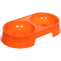 Цена за 3 шт. Миска пластиковая двойная "Мр. Марли", цвет оранжевый, 27*14*4,5см