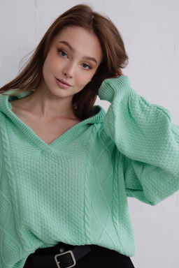 9937 Пуловер с капюшоном мята - Martichelli фото 26