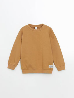 Bisiklet Yaka Bask?l? Erkek ?ocuk Sweatshirt