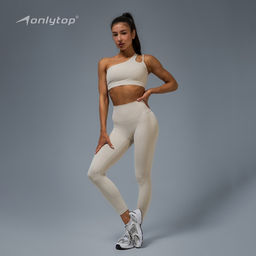 Топ спортивный женский ONLYTOP Asymmetry, размер 46 (L), бежевый