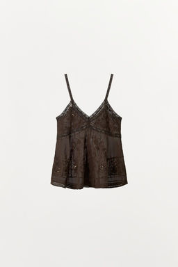 EMBROIDERED BEADED STRAP TOP - Zara фото 7