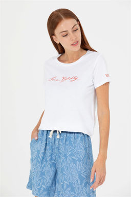 Женская белая футболка с круглым вырезом Неожиданная скидка в корзине - U.s. polo assn фото 3