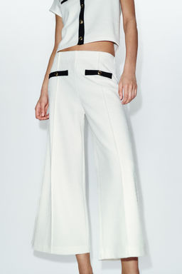 PANTAL?N CULOTTE TEXTURA / Crudo / Marino - Zara фото 2