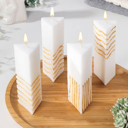 Цена за 4 шт. Набор свечей "5 элемент" (4 штуки) 5,3х4х15 см, белый