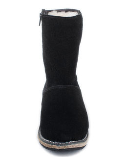 Полусапоги женские на войлочной подошве., Черные. Замша. Молния. Подклад овчина.