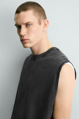 CAMISETA TANK LAVADA / Antracita oscuro - Zara фото 5