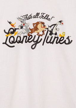 Looney Tunes Bask?l? Ekru Tisort - Mavi фото 3