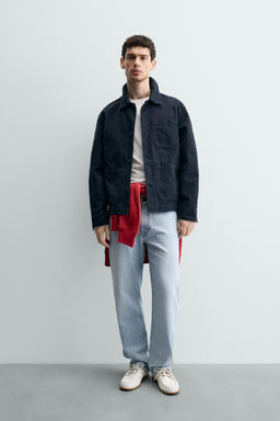 SOBRECAMISA RELAXED FIT CANVAS LAVADO / Marino oscuro