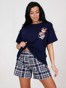 3021 ПИЖАМА ШОРТЫ (Бежевая клетка) - А-дина фото 3