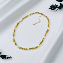 Бусы детские из Цитрина и Перламутра 35 см +