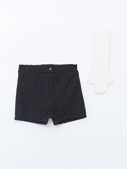 Beli Lastikli K?z ?ocuk ?ort ve K?lotlu ?orap 2li Tak?m