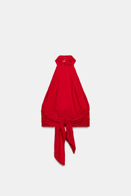 TOP HALTER LAZO ESPALDA CON LINO / Rojo - Zara фото 8