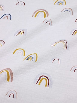 Муслин двухслойный с эф.жатости Нежная радуга цв.белый, ш.1.38м, хлопок-100%, 120гр/м.кв
